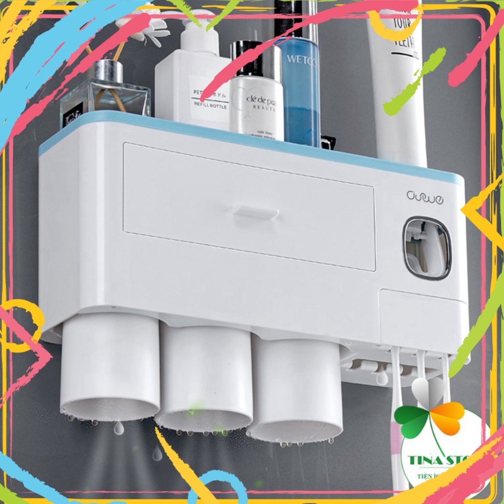 Kệ Để Đồ Nhà Tắm Đa Năng, 2 Cốc, 3 Cốc, 4 Cốc, Bộ Nhả Kem Đánh Răng Tiện Lợi, Dán Tường, Không Cần Khoan Tường