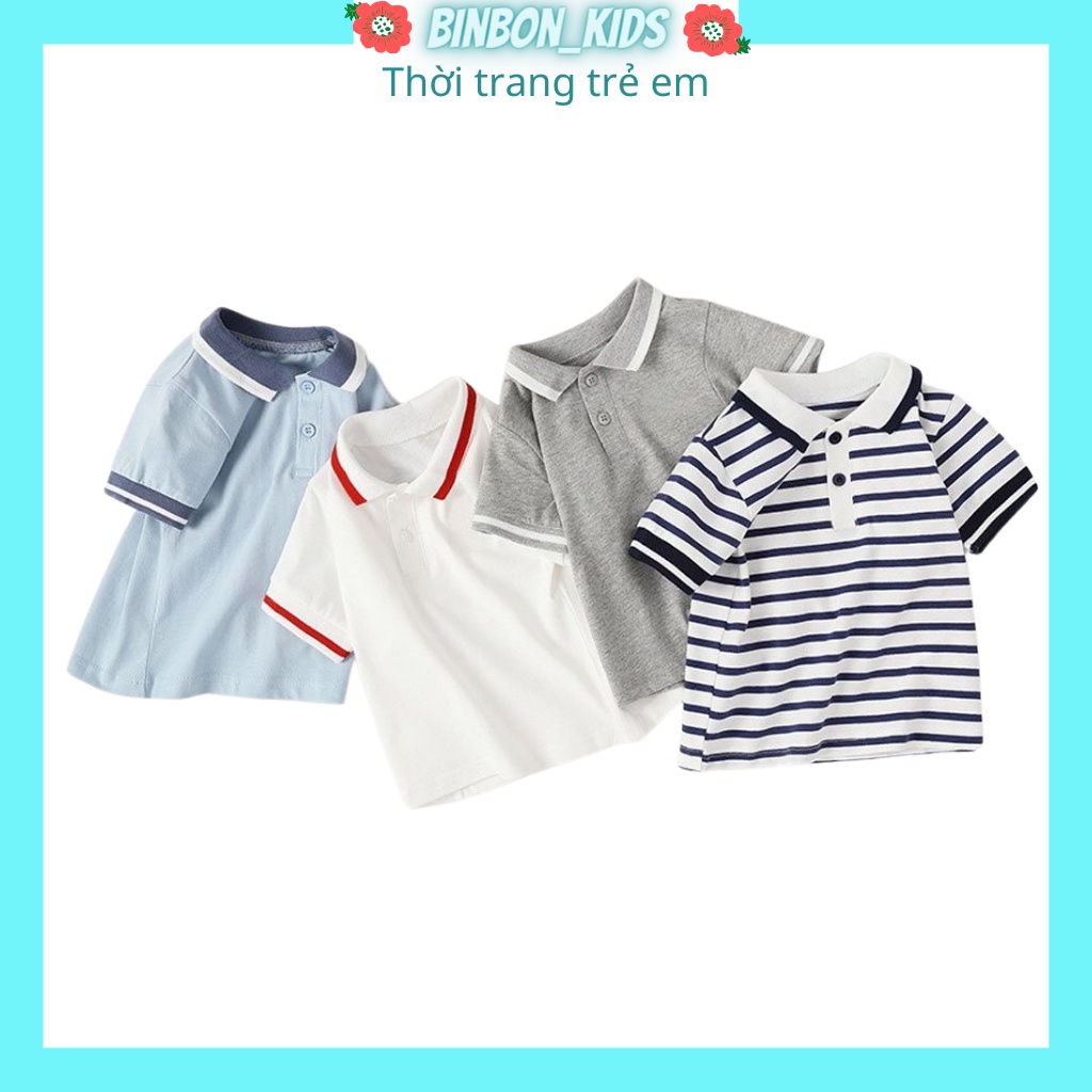 Áo cộc cho bé,Áo POLO Cổ Kẻ bé trai và bé gái chất Cotton cao cấp cho bé từ 10-27kg BINBON KIDS