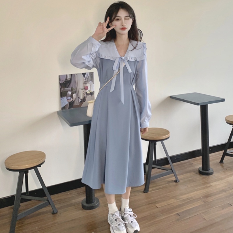 Đầm Perty cổ búp bê thời trang mùa thu Hàn Quốc mới 2022