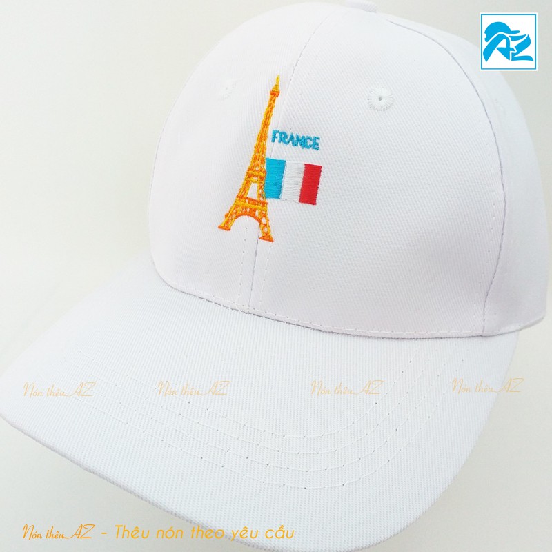 Nón kết lưu niệm du lịch Pháp Tháp Eiffel màu trắng - Mũ lưỡi trai MT509