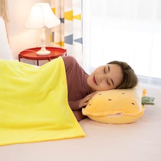 Chăn gối văn phòng, Gối kèm mền, Gối kèm mền trái cây 3 trong 1 [hàng loại1]