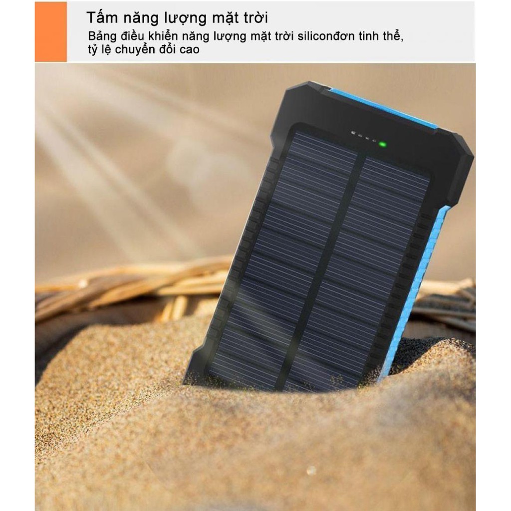 Pin sạc dự phòng 30000mAh năng lượng mặt trời, di động không thấm nước cho điện thoại thông minh sạc dự phòng Power bank