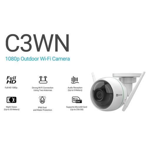 [Hàng chính Hãng] Camera Ngoài trời Wifi EZVIZ C3WN 2MP 1080P, CS-CV310.  Hỗ trợ 50% Phí lắp đặt Nội Thành Hà Nội.