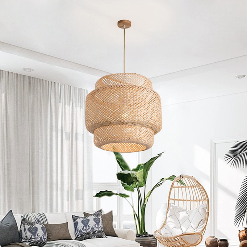 Chụp Đèn Treo Trần Nhà Bằng Tre Đan Tay Phong Cách Nhật Bản Cổ Điển Cho Teahouse B