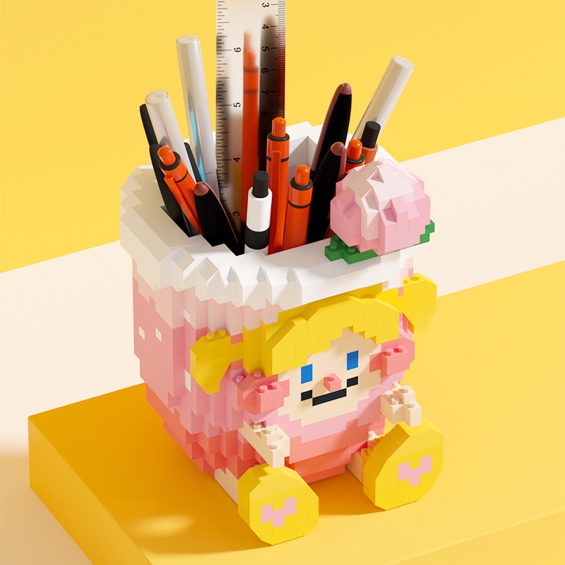 Hộp Đựng Bút Đồ Chơi Lắp Ráp Hình Hoạt Hình Sáng Tạo Cho Trẻ Em