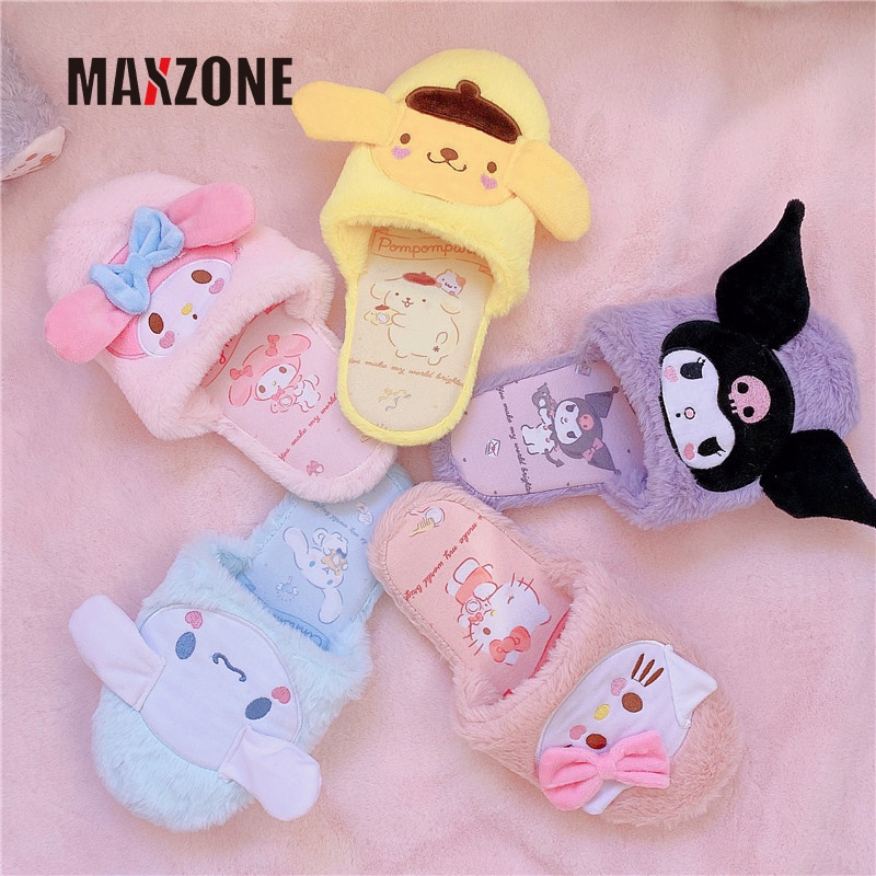 Dép Đi Trong Nhà Mềm Mại Chống Trượt Giữ Ấm Mùa Đông Hình Cinnamoroll My Melody Kuromi Purin KT Dễ Thương Cho Trẻ