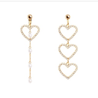 Xj-xj- Bông Tai Dài Đính Ngọc Trai Không Đối Xứng Hình Trái Tim Đơn Giản Phong Cách Hàn Quốc Cho Nữ CC331