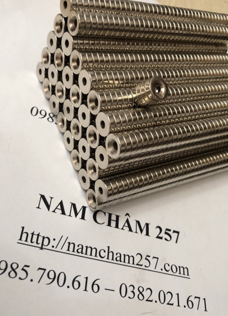 50 viên nam châm 10x3 lỗ 3mm, loại nam châm trắng đất hiếm có lỗ