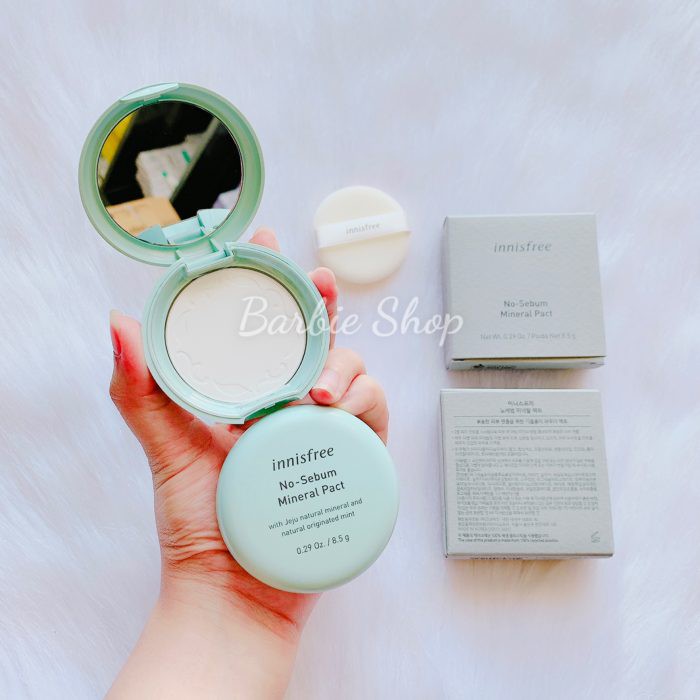 Phấn Phủ Nén Innisfree No Sebum Mineral Pact Hộp Xám- ko màu