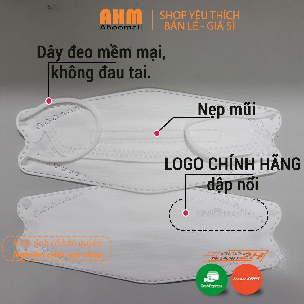 Set 50 chiếc Khẩu trang 4 Lớp KF94 UNI MASK Chính hãng, chống bụi mịn và kháng khuẩn cao cấp