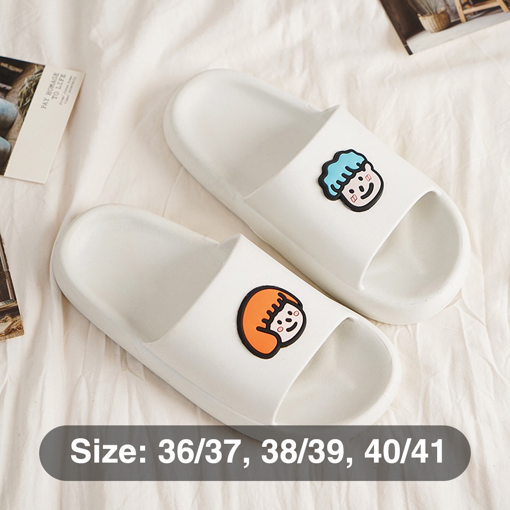 Dép đi trong nhà họa tiết chibi dễ thương 3 màu đen / cam / kem size 36-40