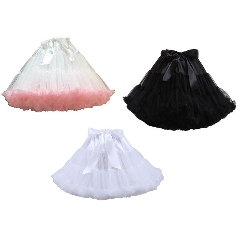 Chân váy xòe nhiều lớp thắt nơ eo co giãn phong cách lolita dành cho nữ 10MK