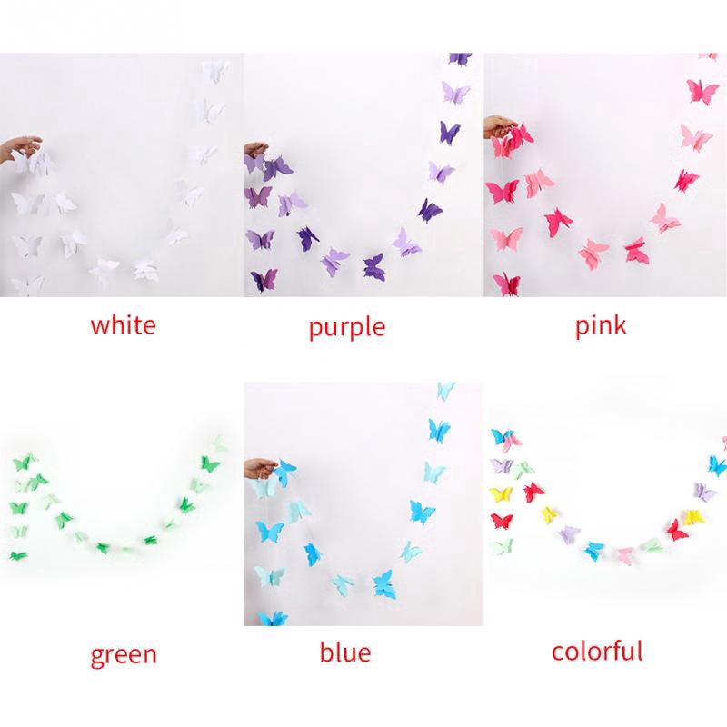 Dây phối hình bướm 3D bằng giấy dài 2.7M dùng trang trí tiệc