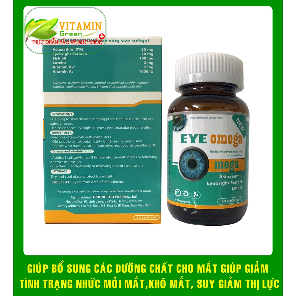 VIÊN UỐNG BỔ MẮT EYE OMEGA GIÚP GIẢM NHỨC MỎI MẮT, TĂNG CƯỜNG THỊ LỰC