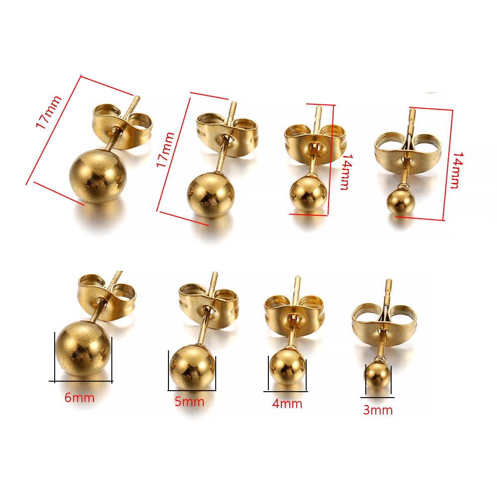 Khuyên Tai Dạng Móc Bằng Thép Không Gỉ Hình Quả Cầu DIY