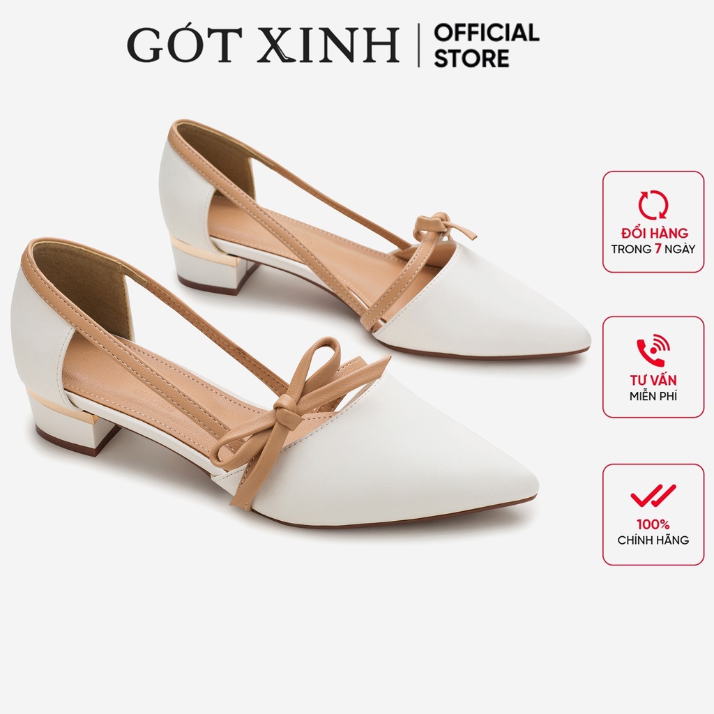 Giày cao gót bít mũi GÓT XINH GX035 da mềm đế vuông cao 3 phân