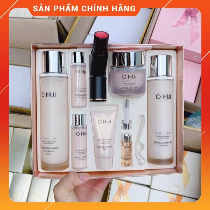 Bộ dưỡng Ohui hồng 8 món miracle moisture dưỡng ẩm, chống lão hóa