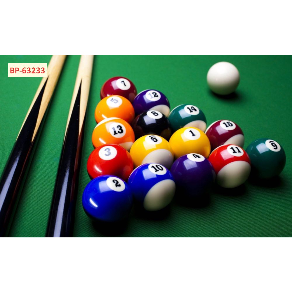 Tranh dán tường club bi-a bằng vải lụa  3D, Màu sắc tươi sáng, độ sắc nét cao, độ bền màu từ 10 năm trở lên