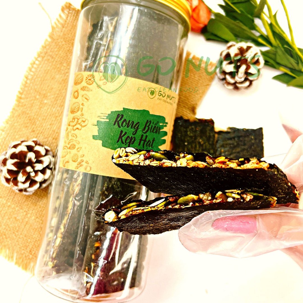 Rong biển kẹp hạt GO NUTS không đường bánh ăn kiêng hỗ trợ giảm cân bánh hạt dinh dưỡng ngũ cốc bánh healthy thuần chay