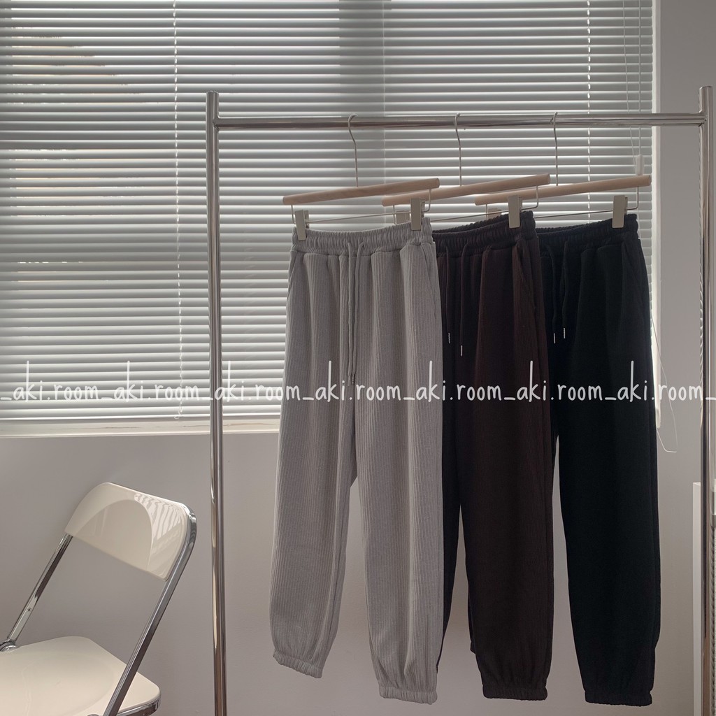 Quần jogger nỉ tăm cạp chun có dây rút thắt eo 919