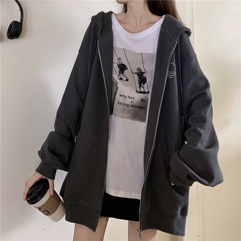 Áo khoác hoodie zip chất nỉ bông 2 lớp in hình sóng biểnn