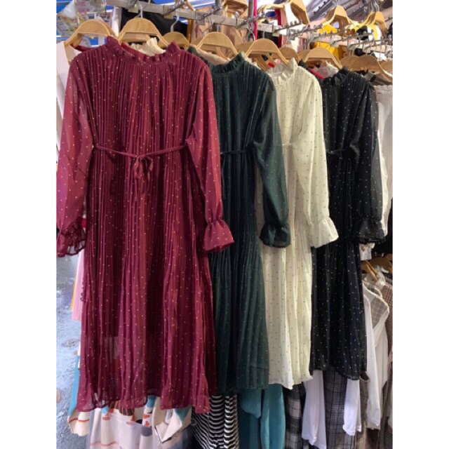 ⚡️FLASH SALE⚡️-VÁY MAXI CHẤM BI KÈM DÂY BUỘC EO HÀNG QUẢNG CHÂU L1 | BigBuy360 - bigbuy360.vn