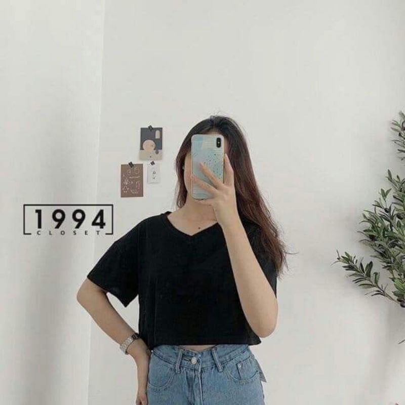 Áo Croptop Bigsize Cổ Tim 70-95KG - Chất Liệu Cotton Dày Dặn, Thấm Hút Mồ Hôi