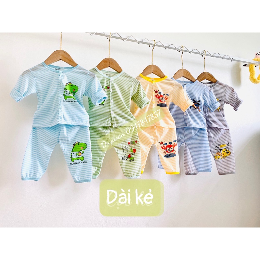 Combo 5 bộ DÀI KẺ KHUY GIỮA cho bé , 5 bộ dài bé trai , bé gái (3-14kg)