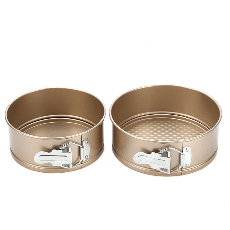 Khuôn bánh bông lan tròn đế rời màu vàng kim, có khóa spring form - Bếp bánh Thyna