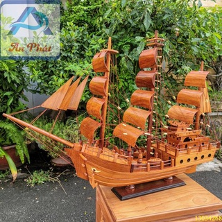 Thuyền Buồm Phong Thủy Gỗ Gõ 60x80cm