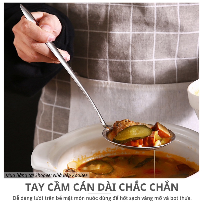 Muôi vá vớt bọt, váng dầu mỡ, vớt đồ chiên rán, lọc cặn dầu - Rây bột mắt lọc siêu nhỏ KooBee (NB53)