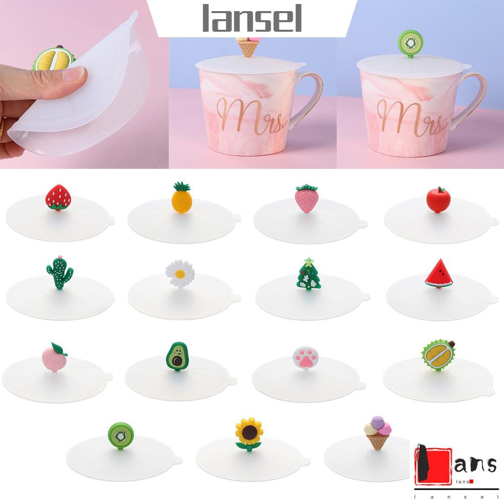 Nắp đậy cốc cà phê/ trà bằng silicon tái sử dụng được chống bụi chống rò rỉ dễ thương