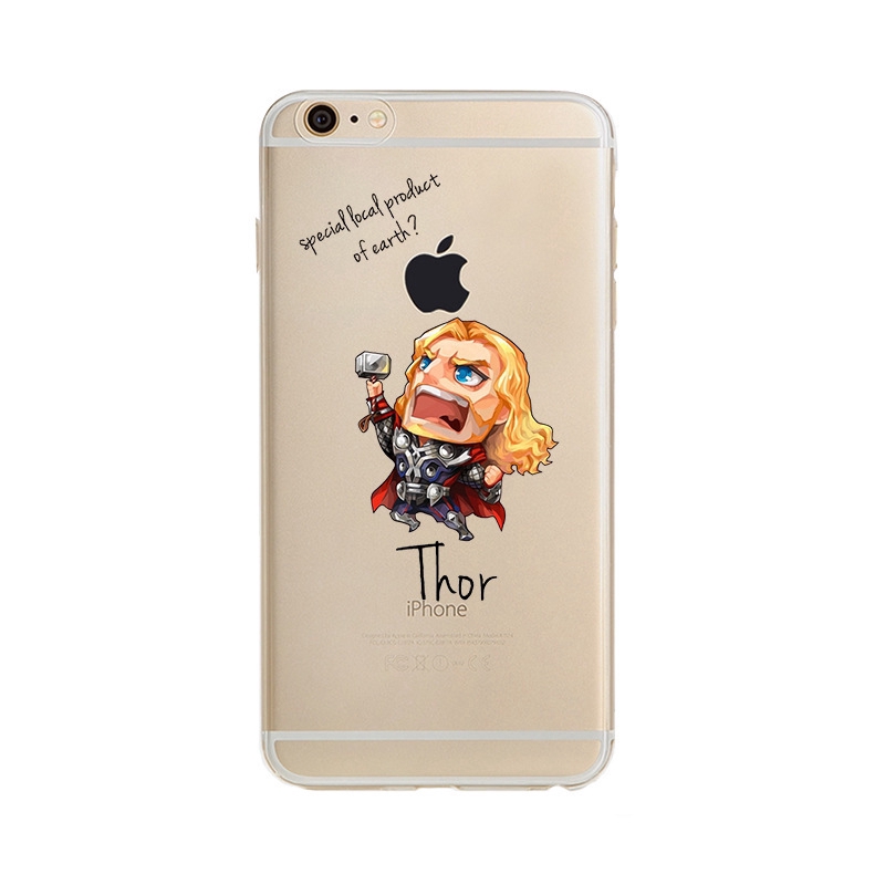 Ốp điện thoại mềm trong suốt họa tiết Avengers/MARVEL/Iron Man/Captain America cho iPhone 6S/7Plus/8/X/XR/XSMax