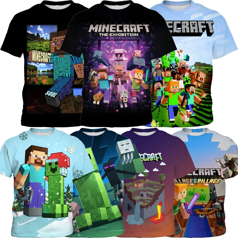 Áo Thun Chui Đầu In Hình Trò Chơi Minecraft Thời Trang Dành Cho Bé Trai