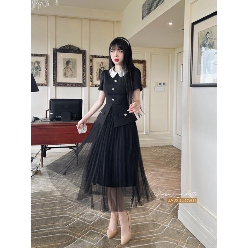 Áo sơ mi dáng peplum phongcách hàn quốc chất liệu tuyết mưa phối chân váy rập ly mặc đi chơi đi làm A100