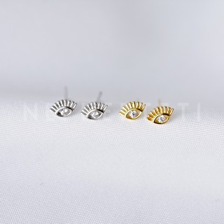 Khuyên tai bạc 925 mini - Con mắt đính đá 3*5mm (giá 1 chiếc) - Nepherteti