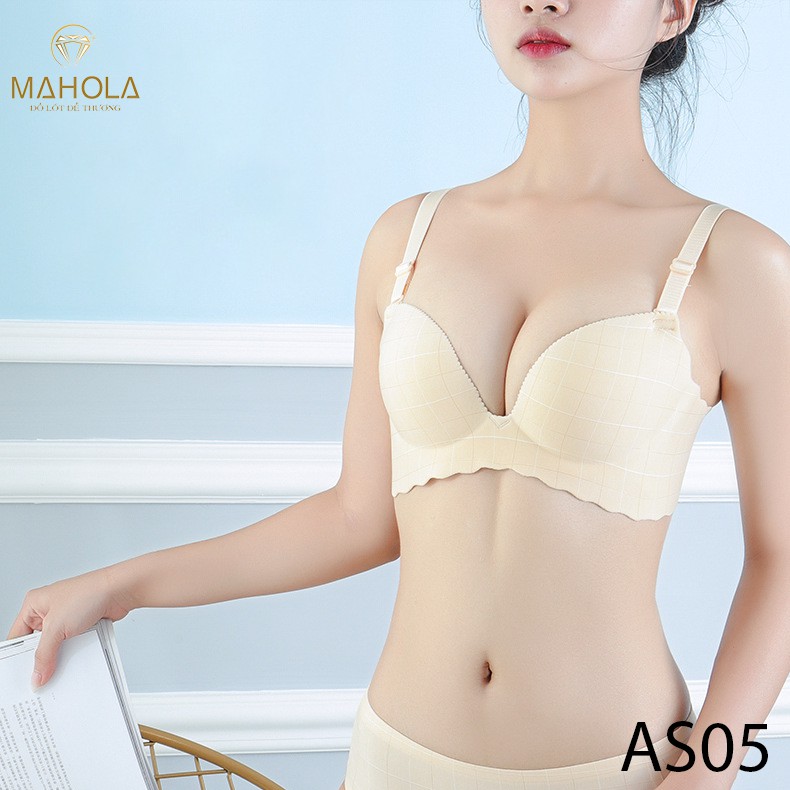 Áo Lót Mút Mỏng Su Không Gọng Kẻ Caro_Mahola_ AS05