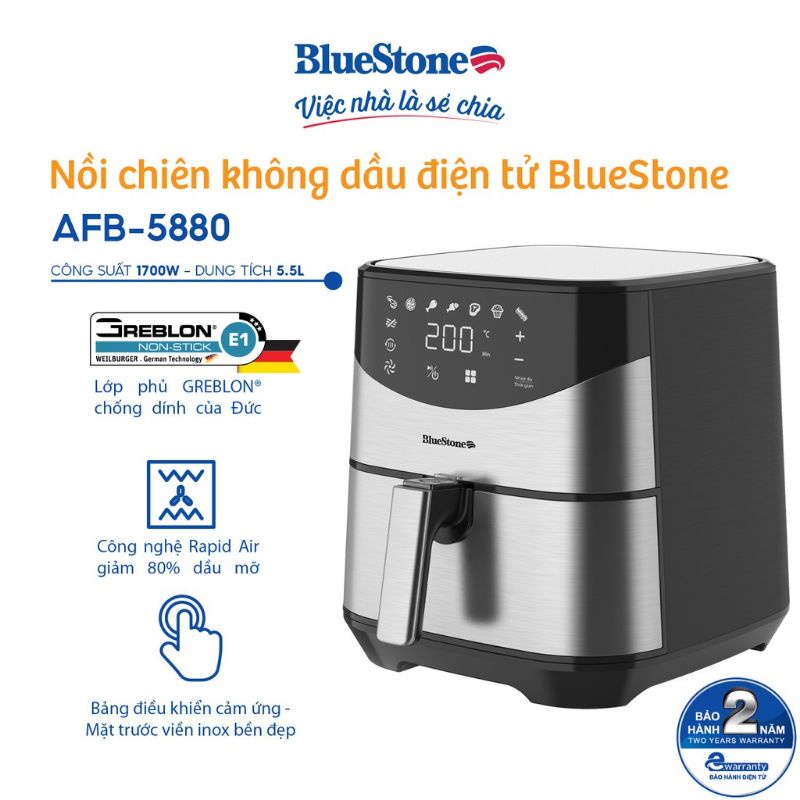 [SP MỚI] NỒI CHIÊN KHÔNG DẦU BLUESTONE AFB - 5880 ( DUNG TÍCH : 5,5 LÍT )