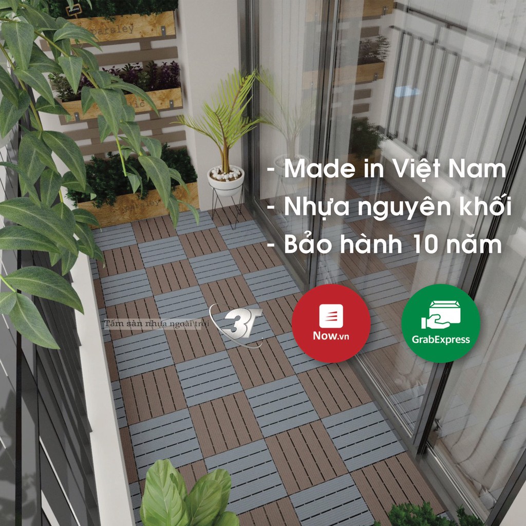 Tấm Lót Sàn Nhựa Ban Công, Vỉ Lót Sàn Nhà Vệ Sinh / Bể Bơi Nguyên Khối 3T. Tấm Lót sàn Gỗ Nhựa Việt Nam, Bảo Hành 10 Năm