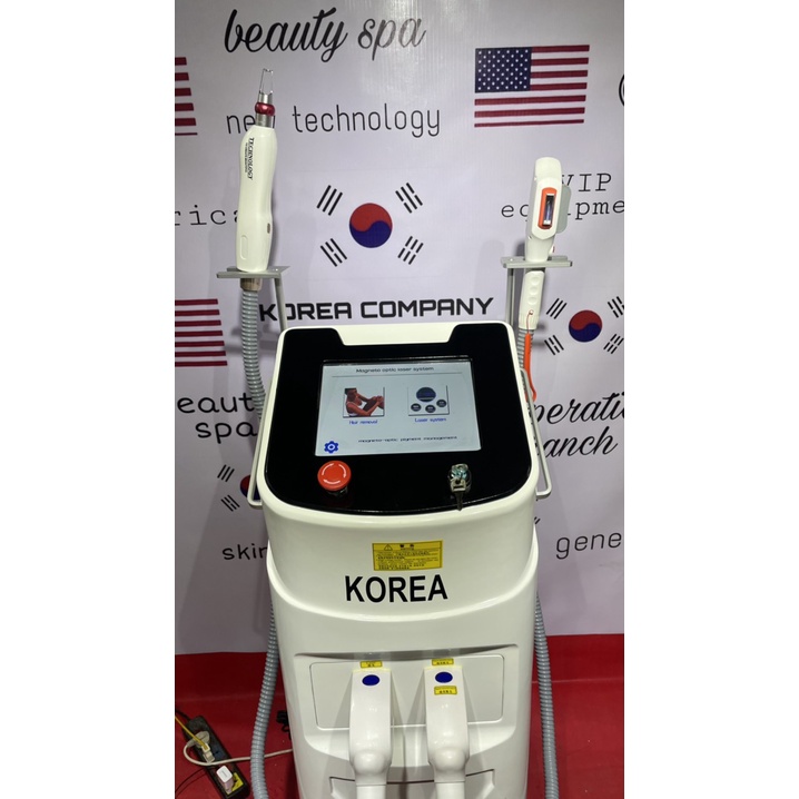 Máy laser 2in1  Máy triệt lông xóa xăm 2 tay cầm Korea