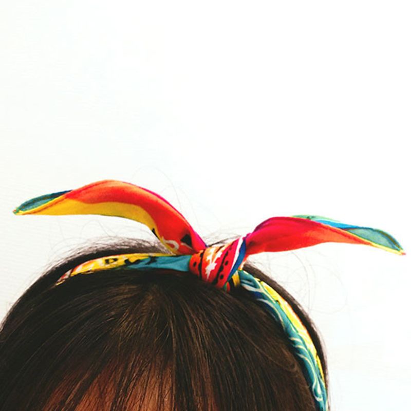 Youyo Khăn Choàng Cổ Vuông Bằng Vải Cotton Họa Tiết Cầu Vồng Đa Năng Phong Cách Hip Hop