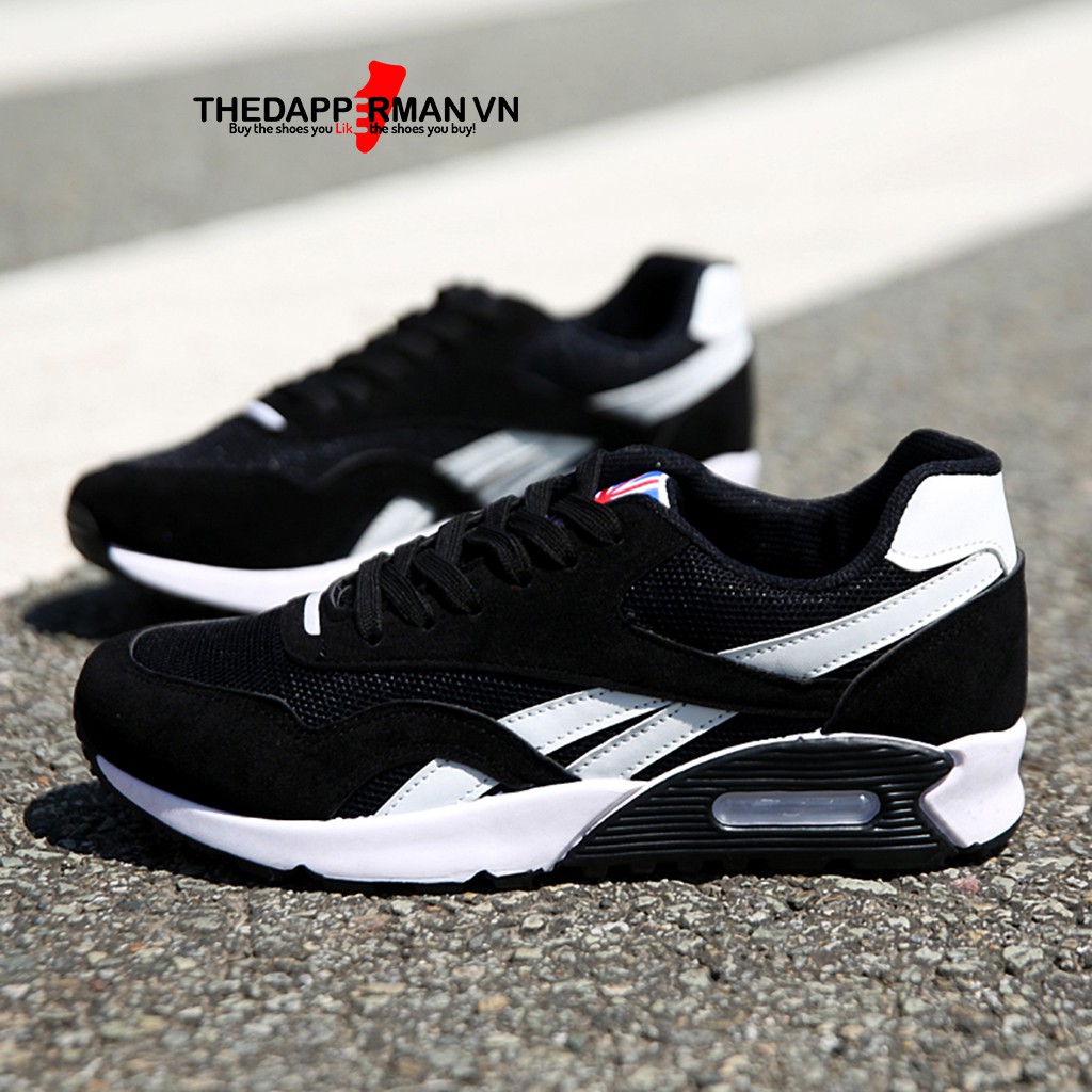 Giày sneaker thể thao nam THEDAPPERMAN TDM861 chất liệu vải kết hợp da lộn, đế cao su ma sát tốt,phù hợp chạy bộ,màu đen