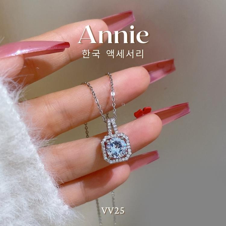 Dây chuyền nữ đính đá mặt đá vuông hottrend cao cấp ( hình chụp thật ) ANNIE VV25