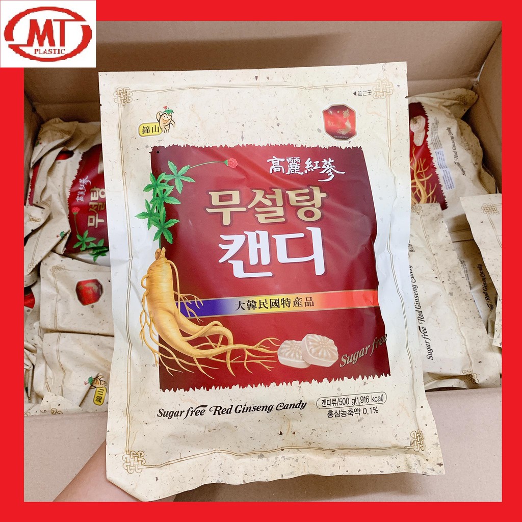 Kẹo hồng sâm không đường  Hàn Quốc bịch lớn 500g date mới