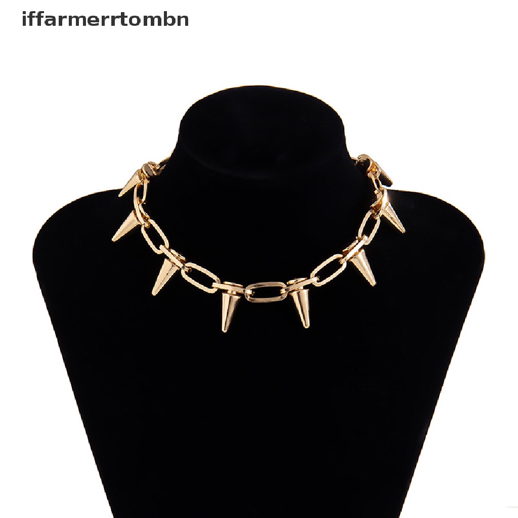 {iffarmerrtombn} Fashion Punk Spike Rivet Gothic Choker Necklace Women Men Jewelry Gift hye