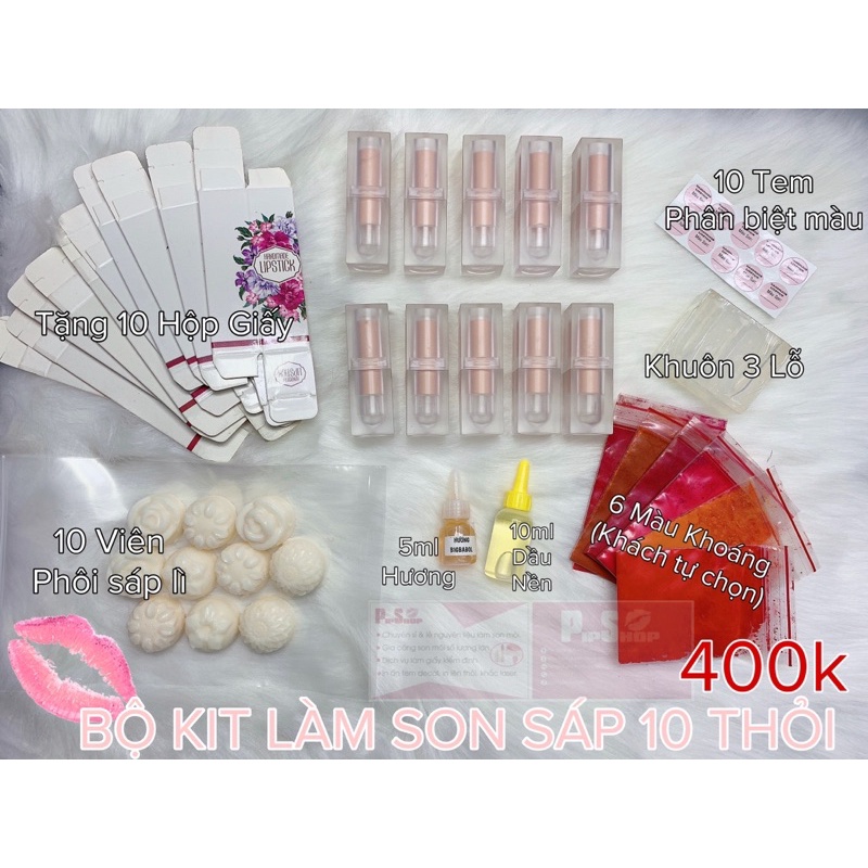 BỘ KIT LÀM SON SÁP 10 THỎI HANDMADE