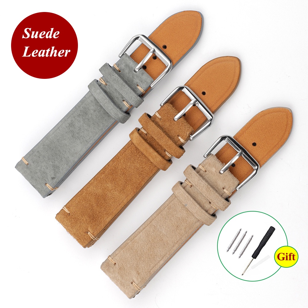 Dây Đeo Đồng Hồ Bằng Da Lộn Mềm 18 20 22 24mm Chất Lượng Cao