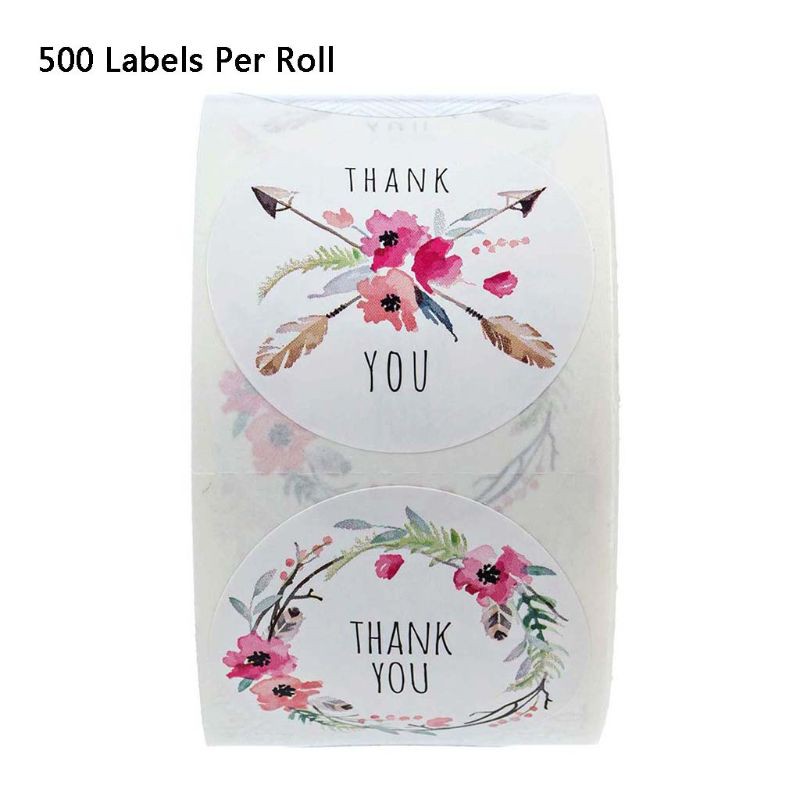 Cuộn 500 Miếng Dán In Chữ Thank You 6 Kiểu Để Trang Trí