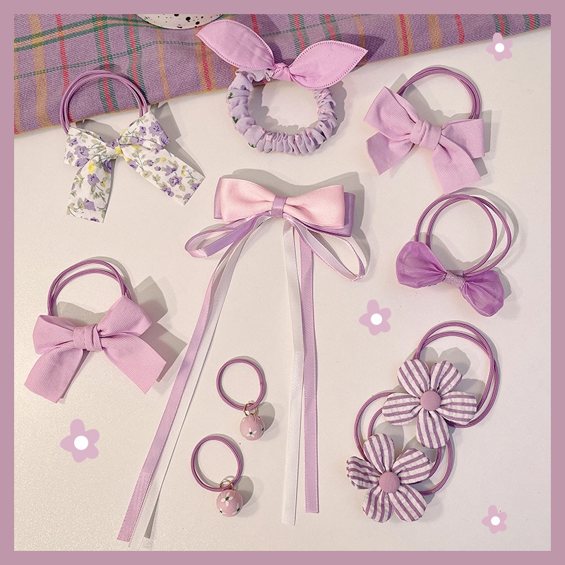 Bộ 10 Dây Cột Tóc Thời Trang Hàn Quốc Xinh Xắn Cho Bé Gái