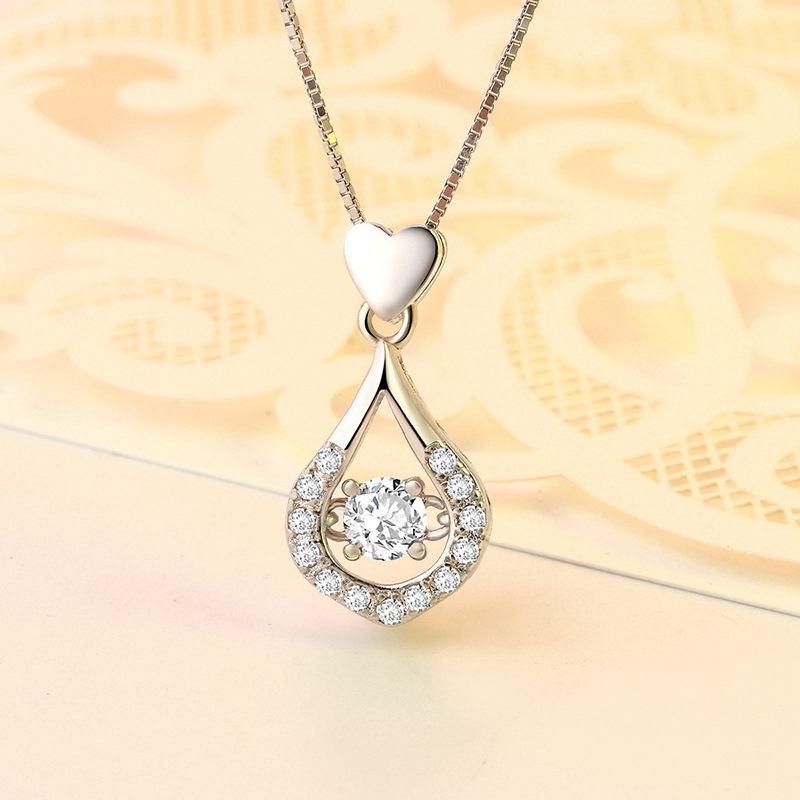 Dây chuyền mạ bạc mặt hình giọt nước đính đá pha lê thời trang sang trọng dành cho nữ